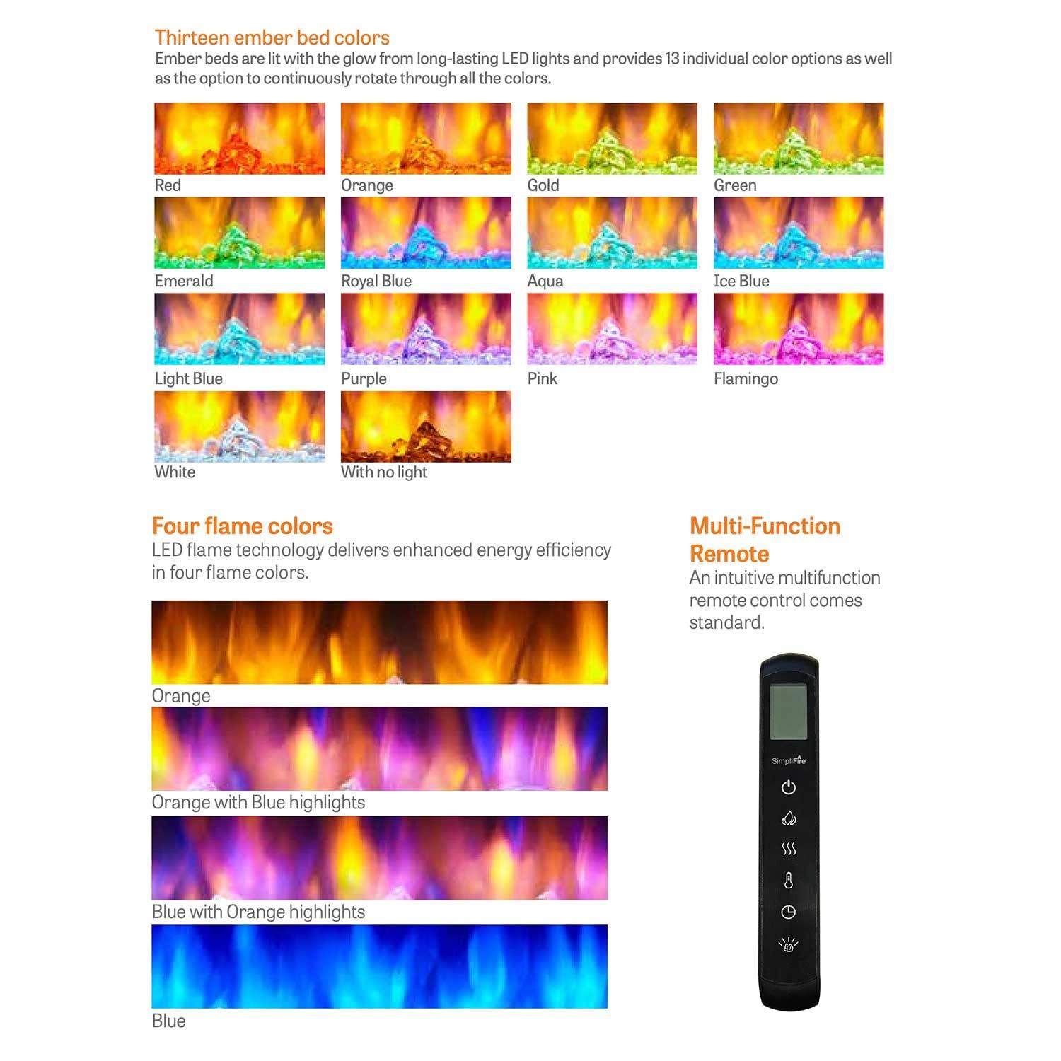 SimpliFire Allusion 60.25" W x 20.25" H x 5.6" D Wall Mount Electric Fireplace - Black, SF-ALL60-BK