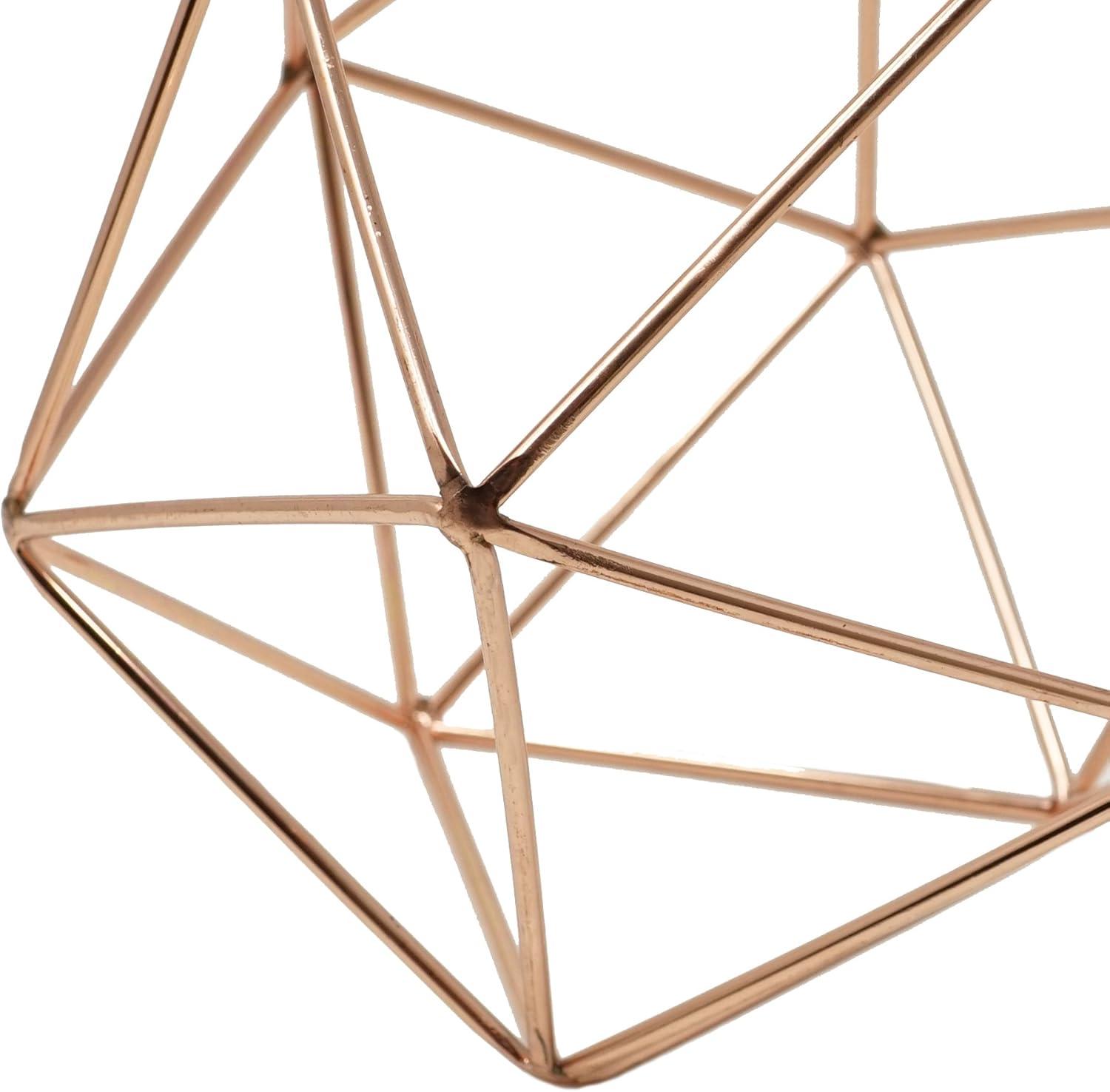 3D Geometric Himmeli Centerpiece & Hanging Ornament, Chrome Plated Metal - 6 Inch Size (Rose Gold)