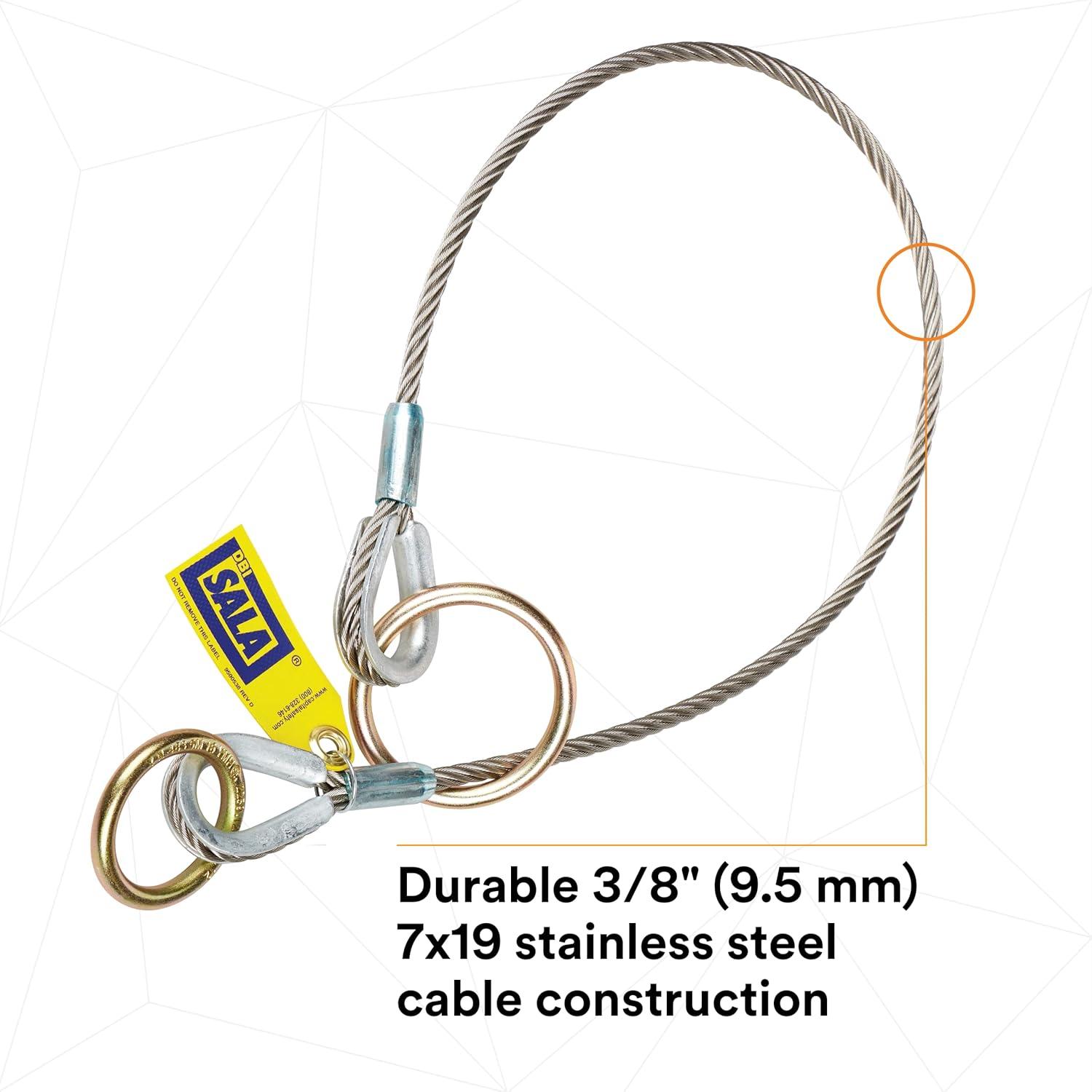 3M DBI-SALA 5900550 Anchorage Connector, 4' Cable Tie-Off Adaptor, Pass-Thru Type, Silver