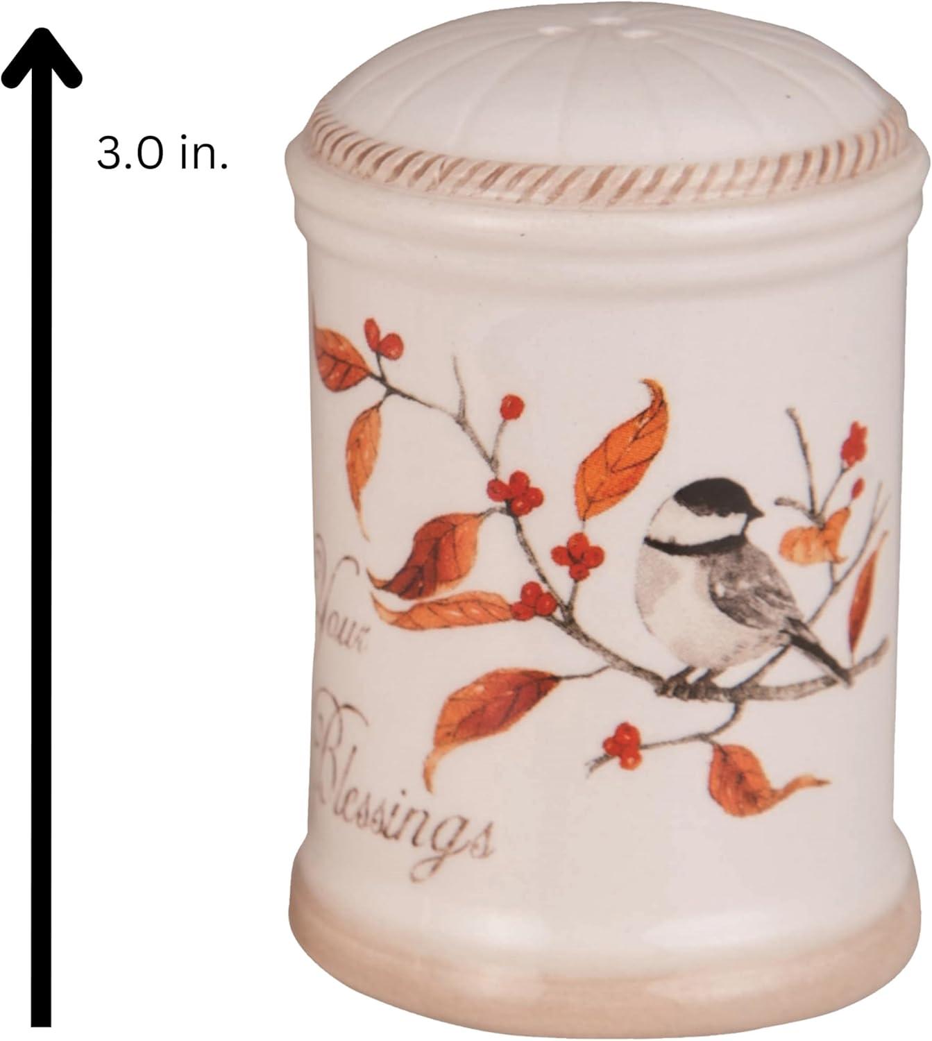 Transpac Transpac Dolomite 3 in. Multicolor Harvest Long Tail Bird Salt and Pepper Shaker Set of 2