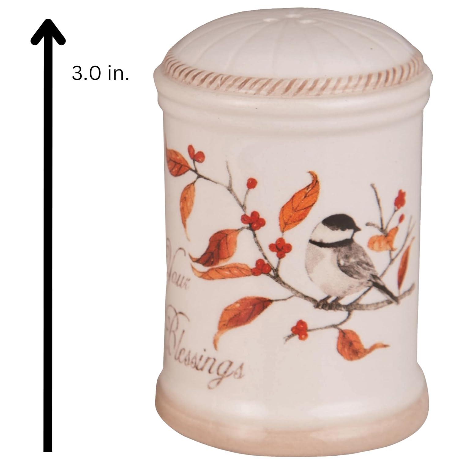 Transpac Transpac Dolomite 3 in. Multicolor Harvest Long Tail Bird Salt and Pepper Shaker Set of 2
