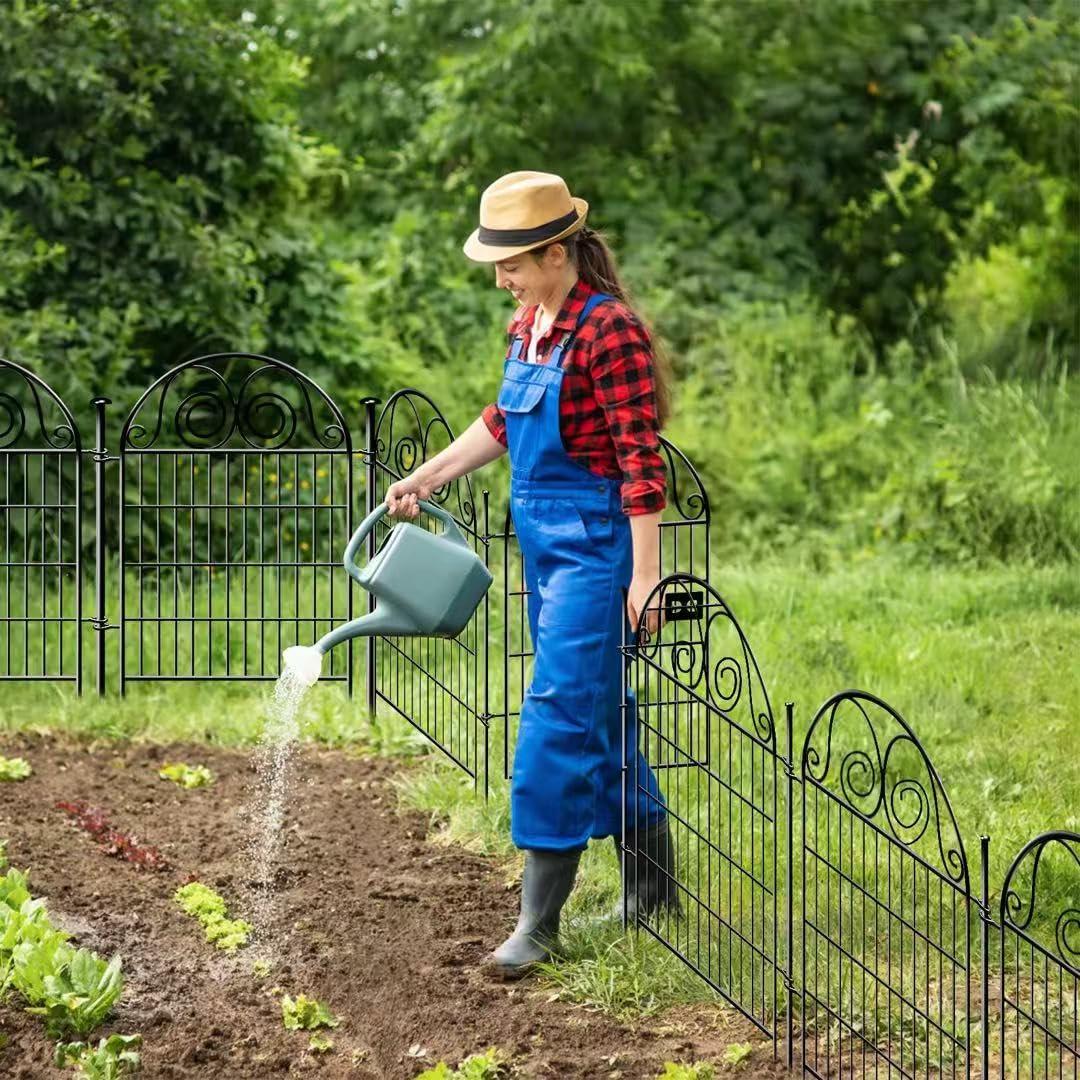 Tall Garden Fence Animal Barrier with Gate, 32 in(H) 16 Panels Garden Fences and Borders for Dogs, Dog Fence Outdoor for Yard, Total Length 35 Ft Metal Temporary Fencing│Patented