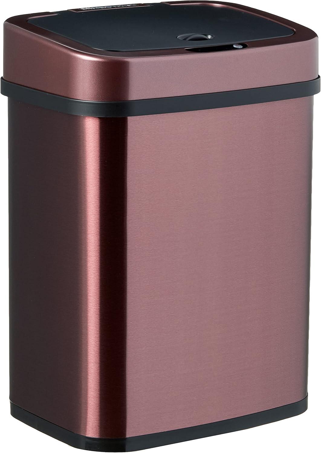 Burgundy Stainless Steel Touchless Motion Sensor Trash Can