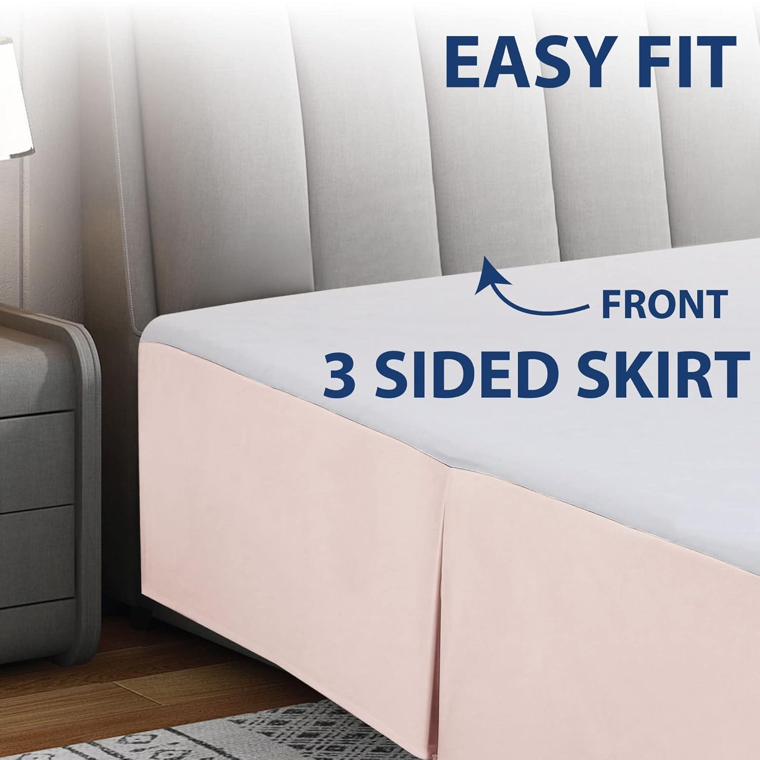 Swift Home | Basics Pleated Microfiber Bed Skirt 14-inch Drop Rose Blush Full