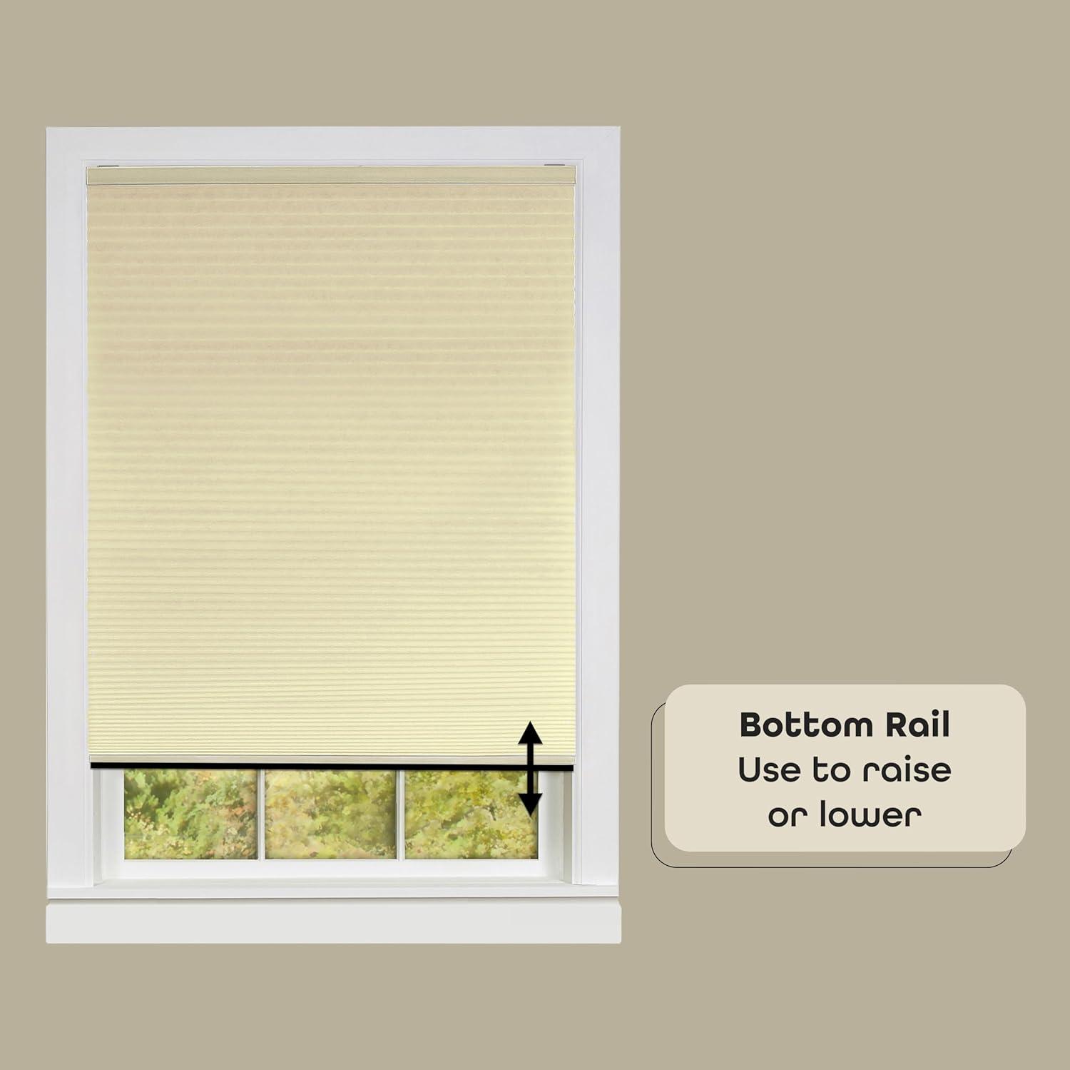 Achim Honeycomb Indoor Cordless Alabaster Polyester Light Filtering Window Cellular Shade, 64" L x 35" W