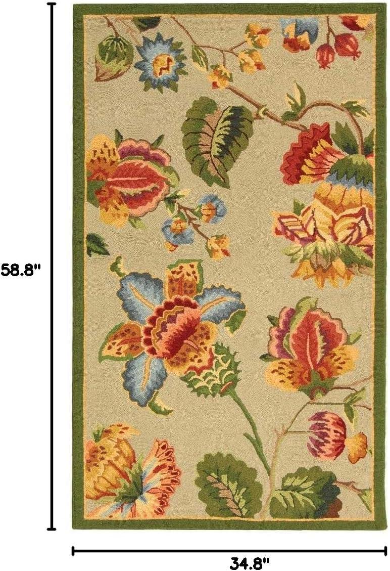 SAFAVIEH Chelsea Hayleigh Floral Wool Area Rug, Sage, 2'9" x 4'9"