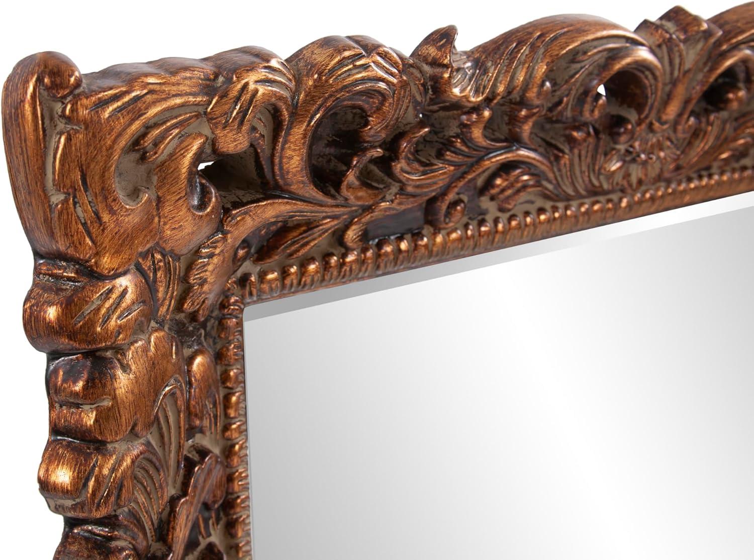 Howard Elliott Barcelona Hanging Rectangular Framed Wall Mirror, Antique Gold Resin, Traditional Designer Mirror for Home, Living Room or Bedroom, 23 x 35 Inch