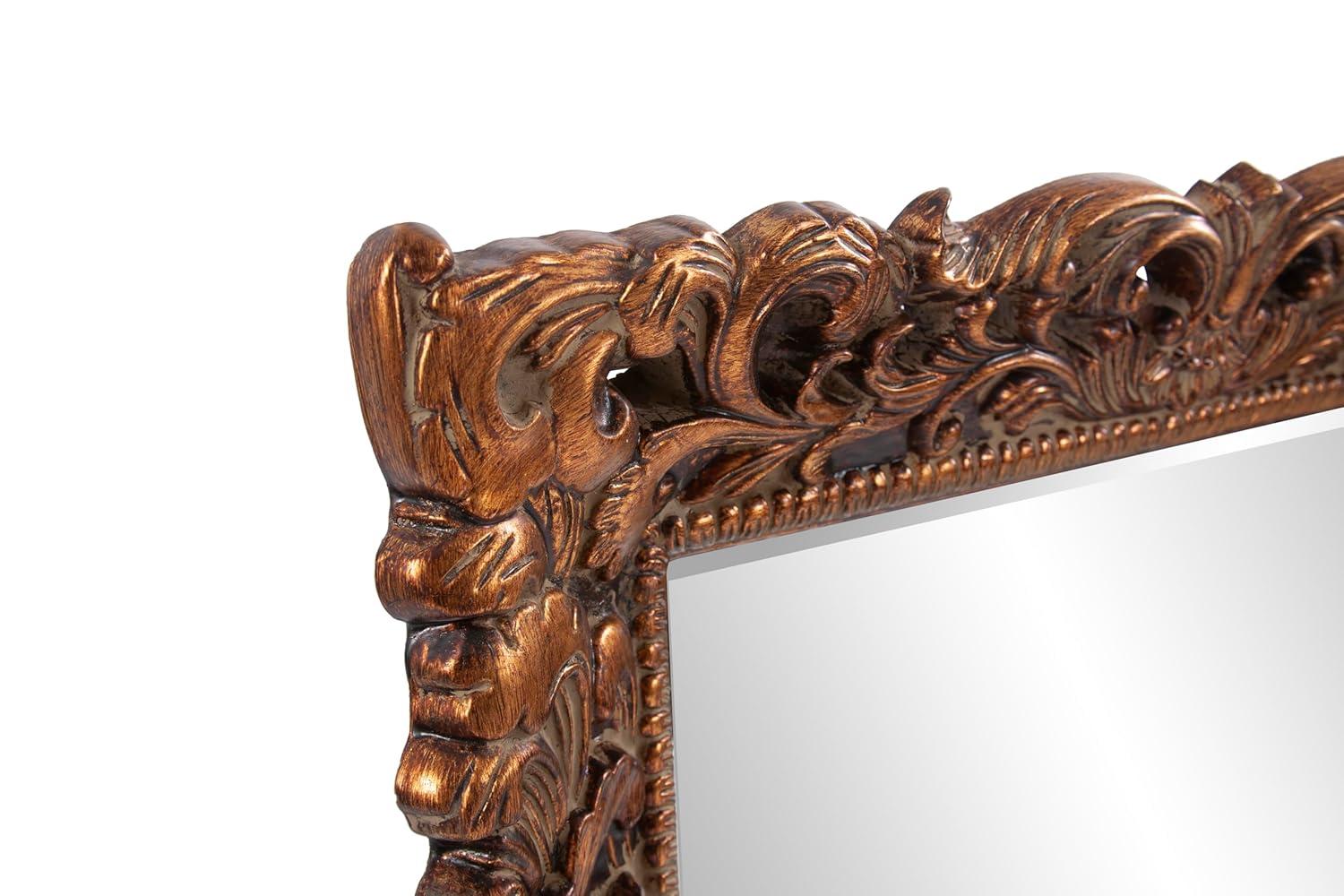 Howard Elliott Barcelona Hanging Rectangular Framed Wall Mirror, Antique Gold Resin, Traditional Designer Mirror for Home, Living Room or Bedroom, 23 x 35 Inch