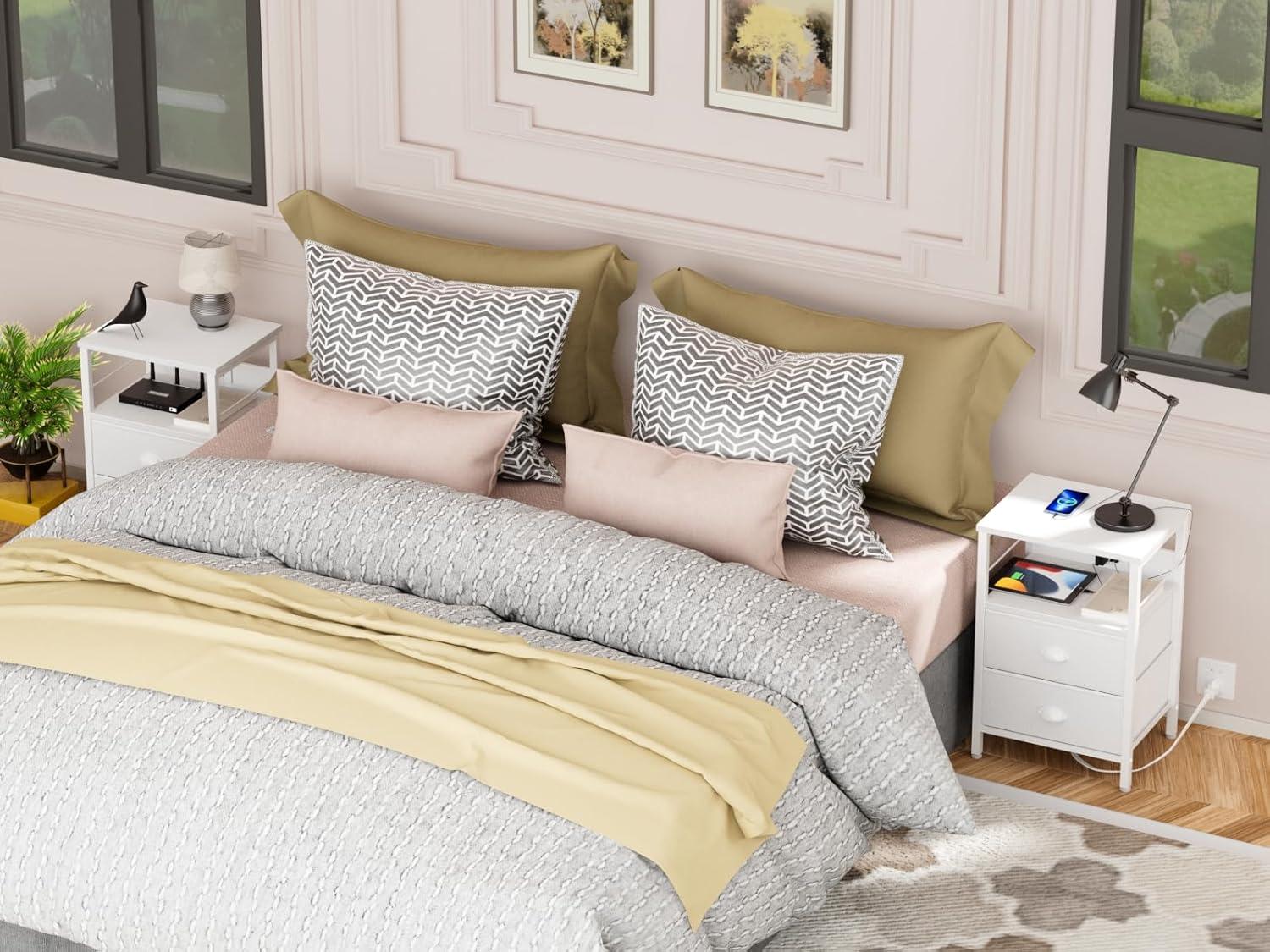 Furologee Nightstands Set of 2, White