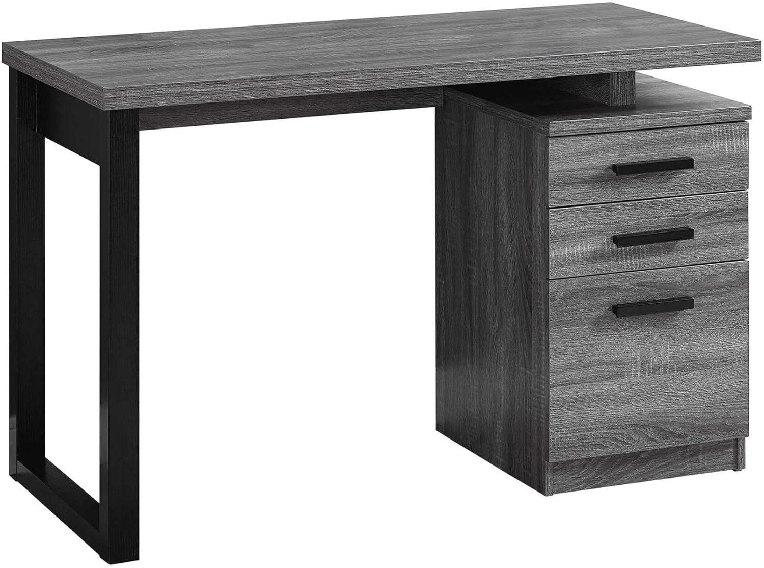 Computer Desk - Gray & Black - EveryRoom: Modern Style, MDF Surface, Metal Frame, No Tools Assembly