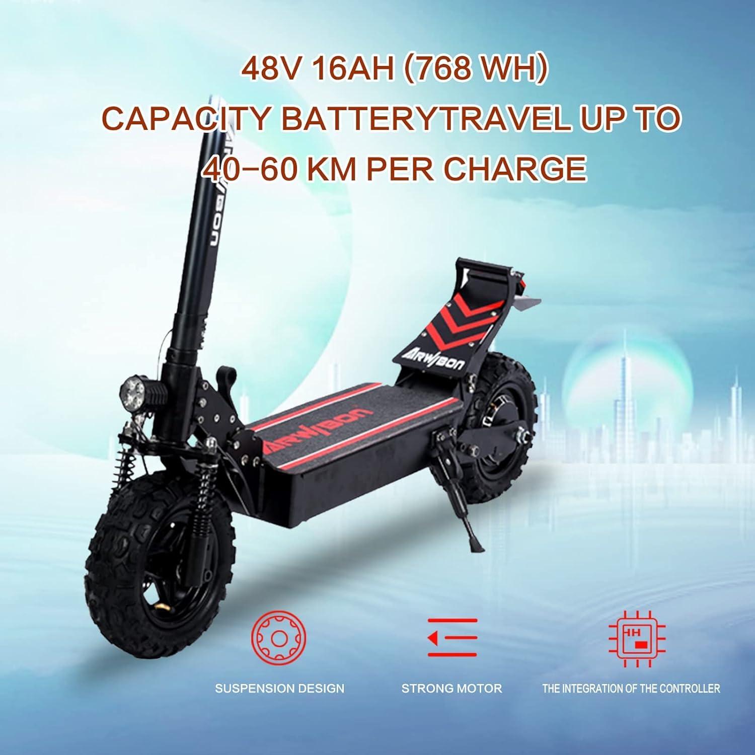 Black Alloy Steel Electric Kick Scooter with Dual Suspension