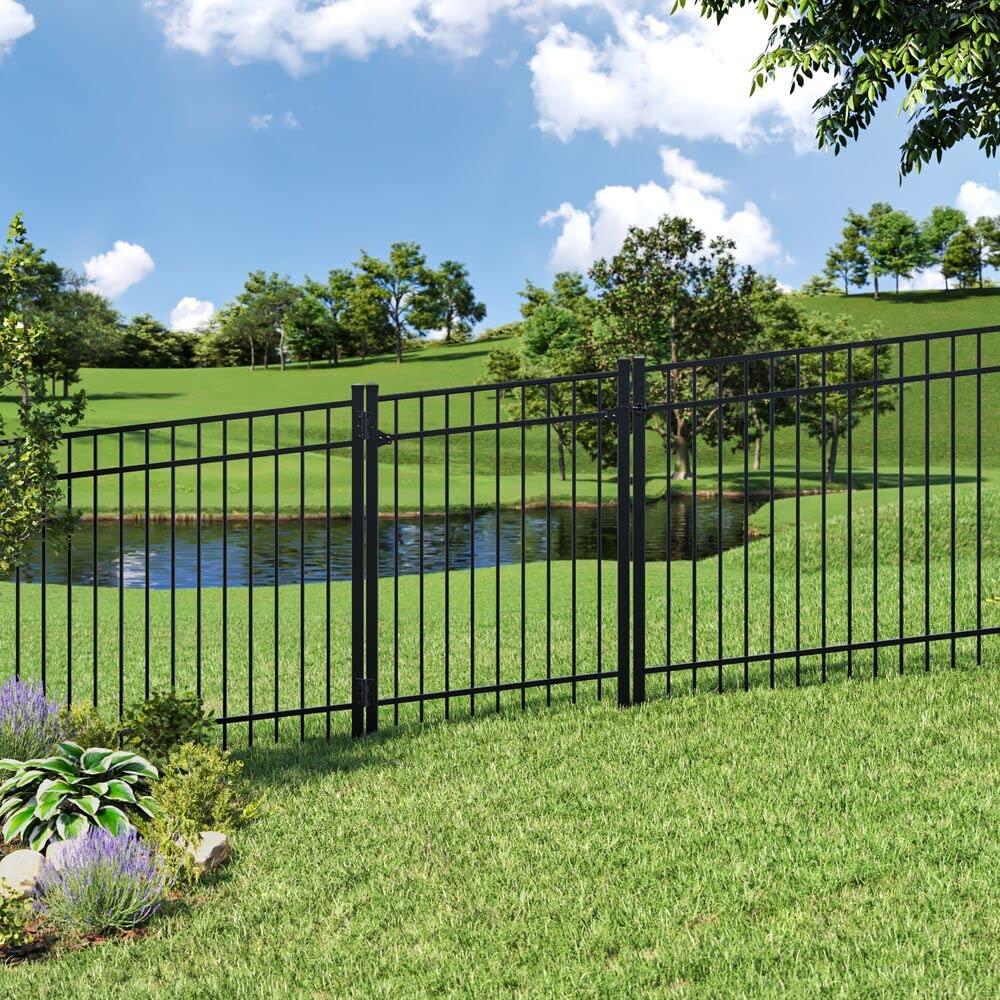 5 ft. H Black Aluminum 3 Rail Adjustable Fence Gate Kit