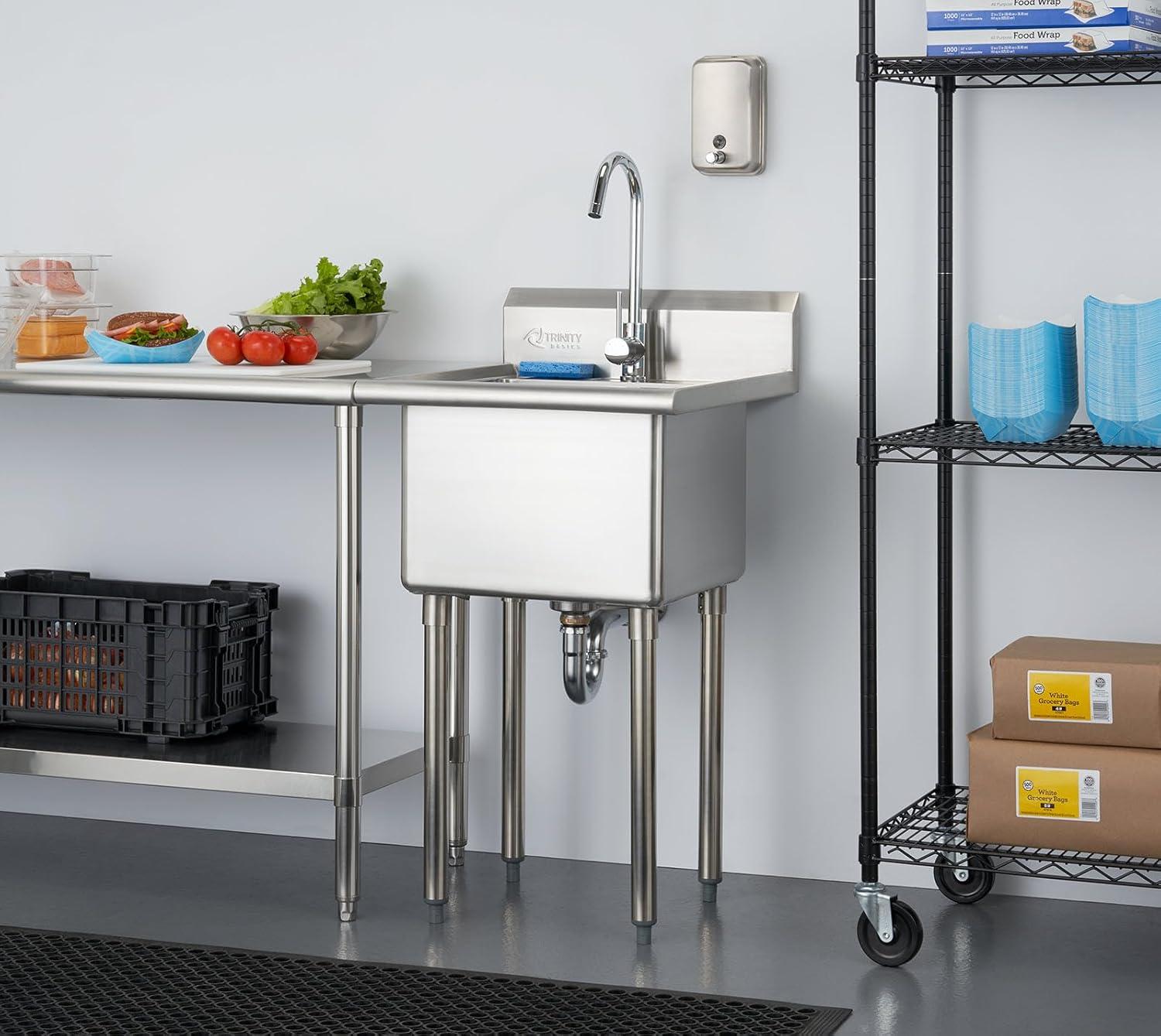 TRINITY Basics Stainless Steel Utility Sink w/ Faucet | NSF Certified