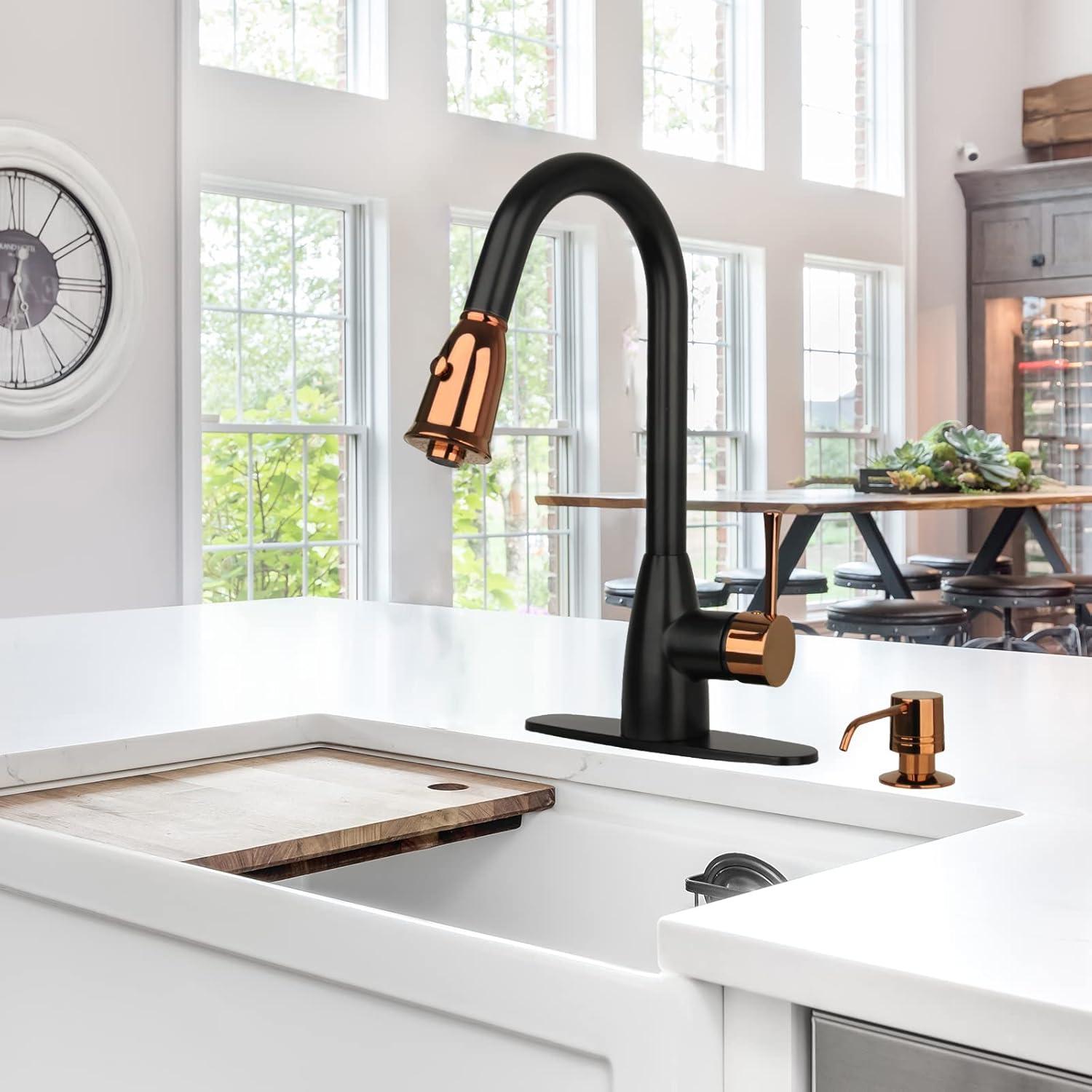 Pull Down Kitchen Faucet with Single Handle and Deck Plate