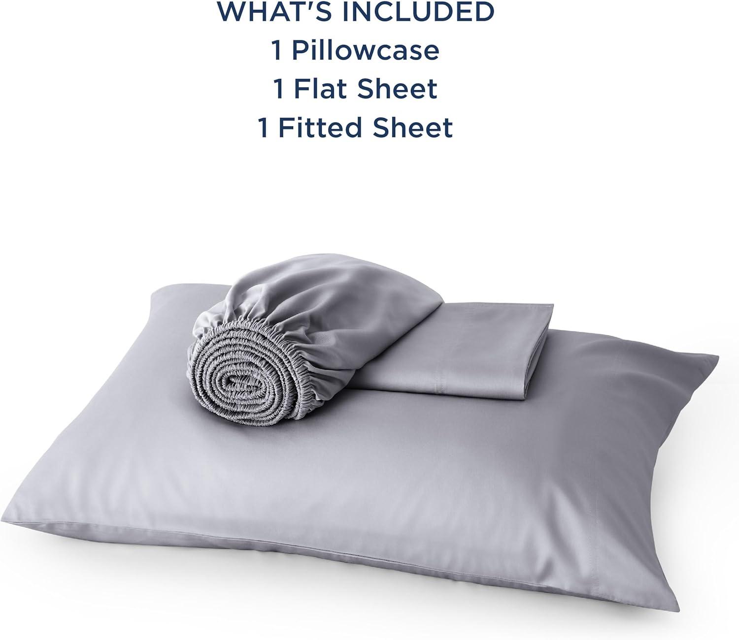 Rayon Derived from Bamboo Sheet Set 3 Pcs Solid Twin Dark Grey - Bedsure