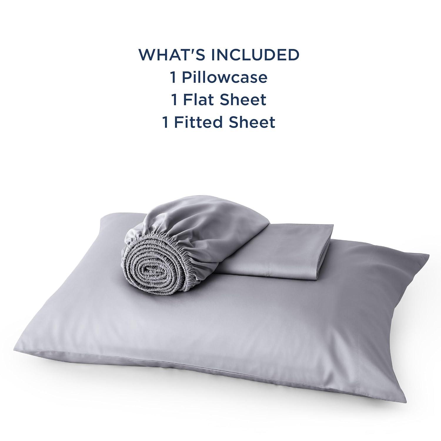 Rayon Derived from Bamboo Sheet Set 3 Pcs Solid Twin Dark Grey - Bedsure