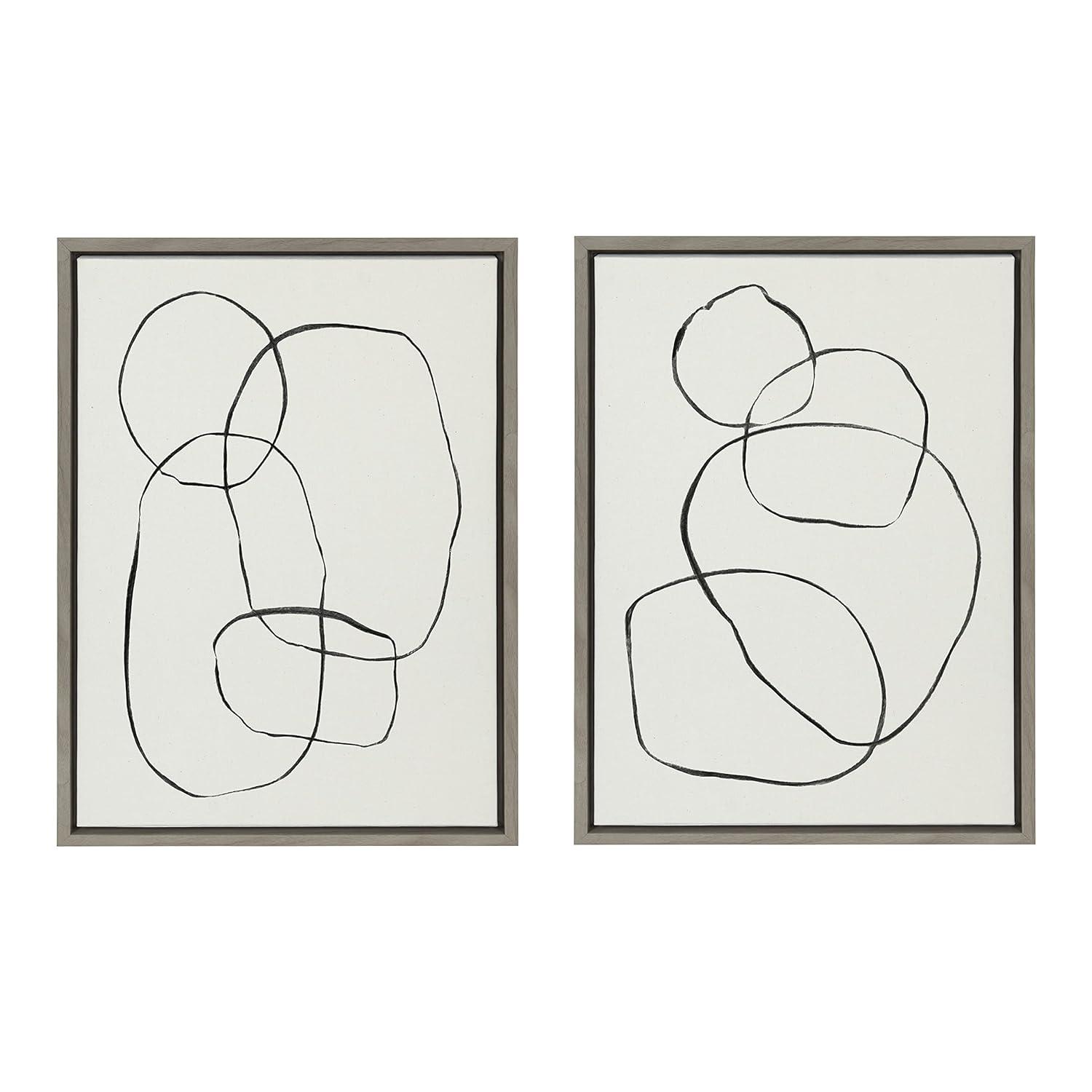 (Set of 2) 18" x 24" Sylvie Going in Circles by Teju Reval Textured Framed Canvas Set Gray - Kate & Laurel All Things Decor