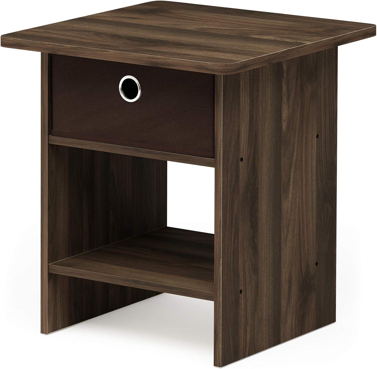 Columbia Walnut Square Wood End Table with Storage