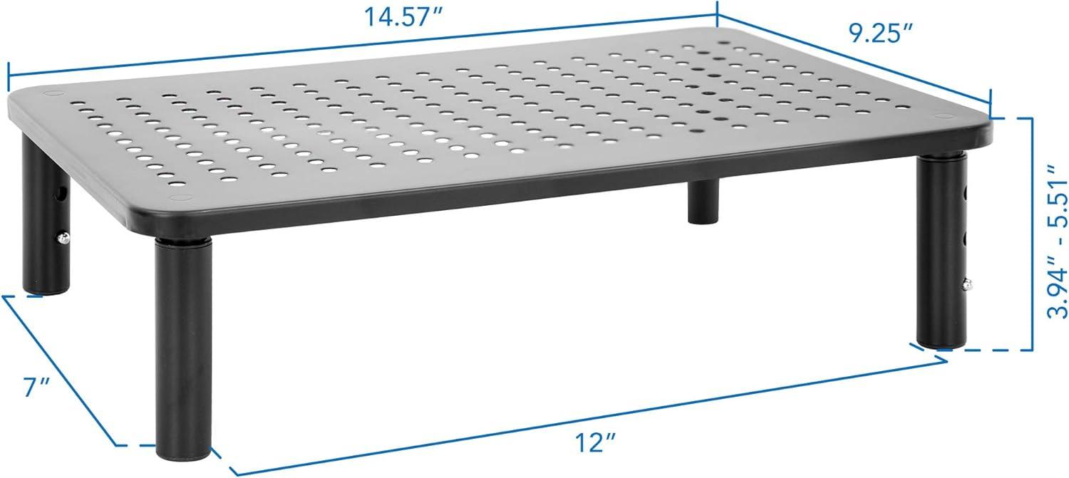 Mount-It! Height Adjustable Single Monitor Riser | Metal Mesh Computer Screen Platform | Desktop Riser for Laptop Monitor & Printer | 44 Lbs. Capacity