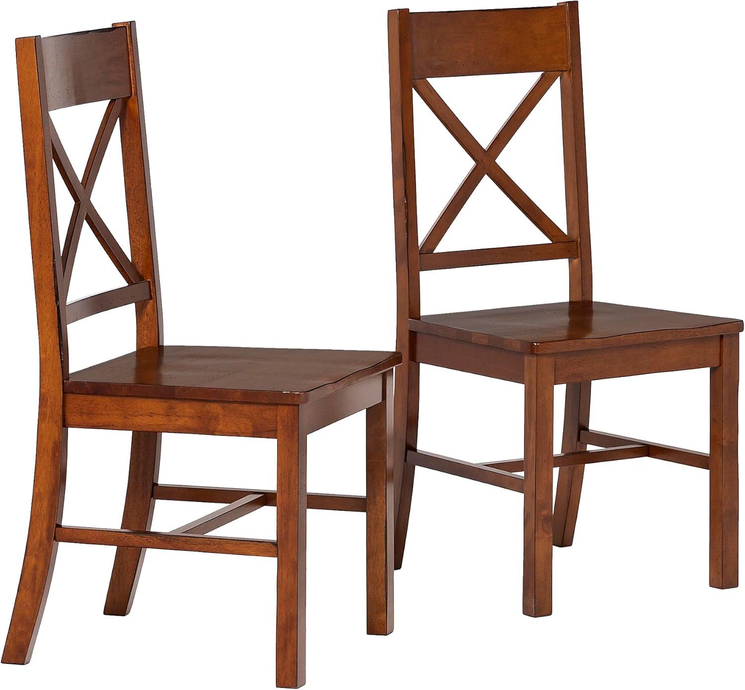 Walker Edison Traditional Wood Dining Chair, Set of 2, Antique Brown