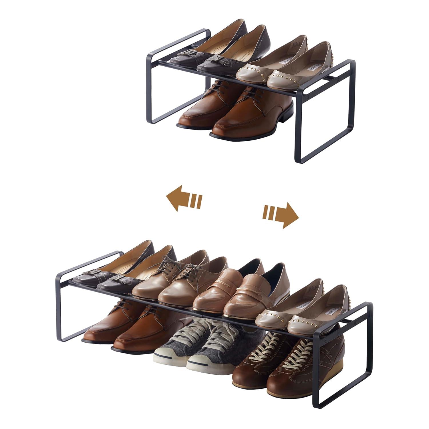Yamazaki Home Adjustable Shoe Rack, Spacesaving Storage Solution, Steel, Expandable, Stackable