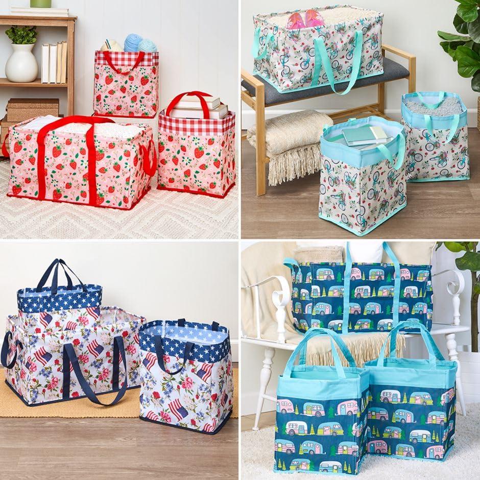 The Lakeside Collection Everyday Storage Bin Set 3 Pc. - Strawberry Field