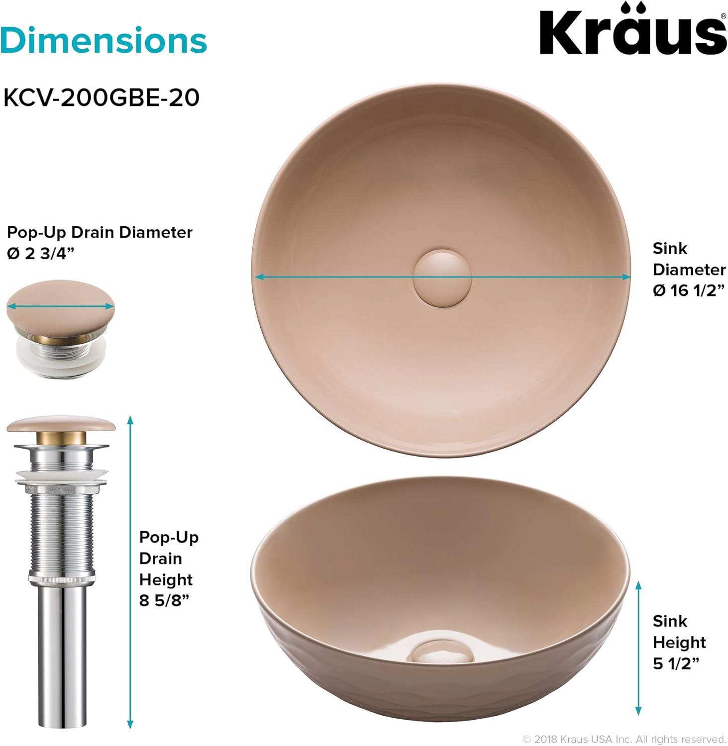 KRAUS Viva™ Thin Ceramics Vessel Bathroom Sink with Pop-Up Drain
