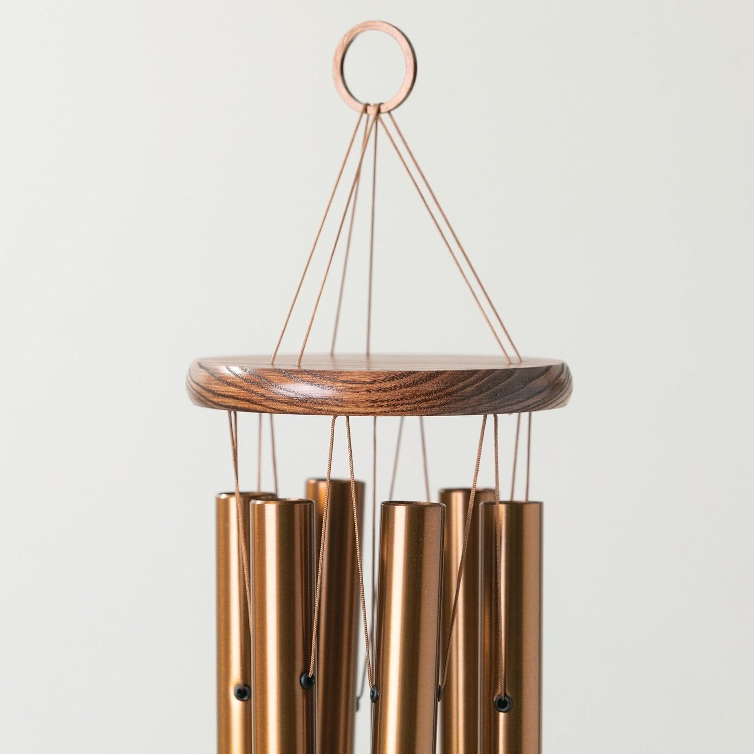 Medium Bronze and Wood Wind Chime with Inspirational Tones