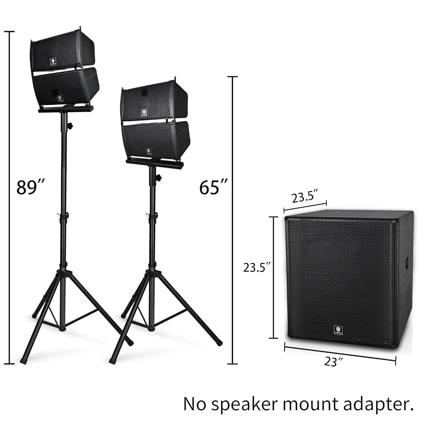 PRORECK Stereo DJ/Powered PA System with Line Array Speaker Bluetooth Active Subwoofer