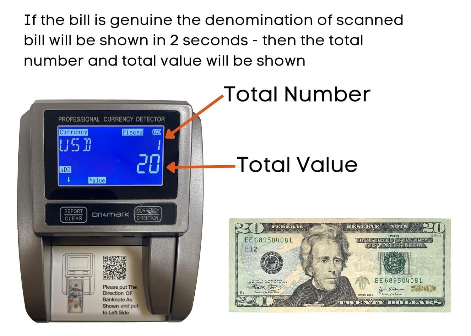 Compact Gray Portable Counterfeit Detector Machine with LCD Display