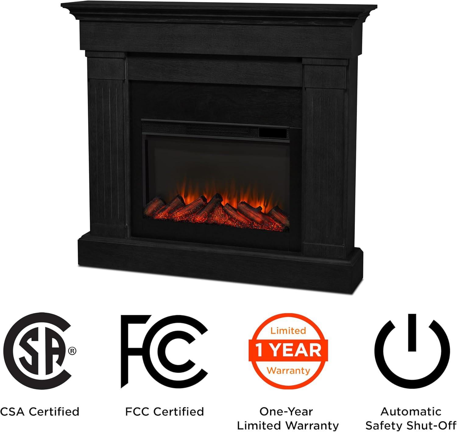 Crawford 48" Slim Electric Fireplace in Black by Real Flame