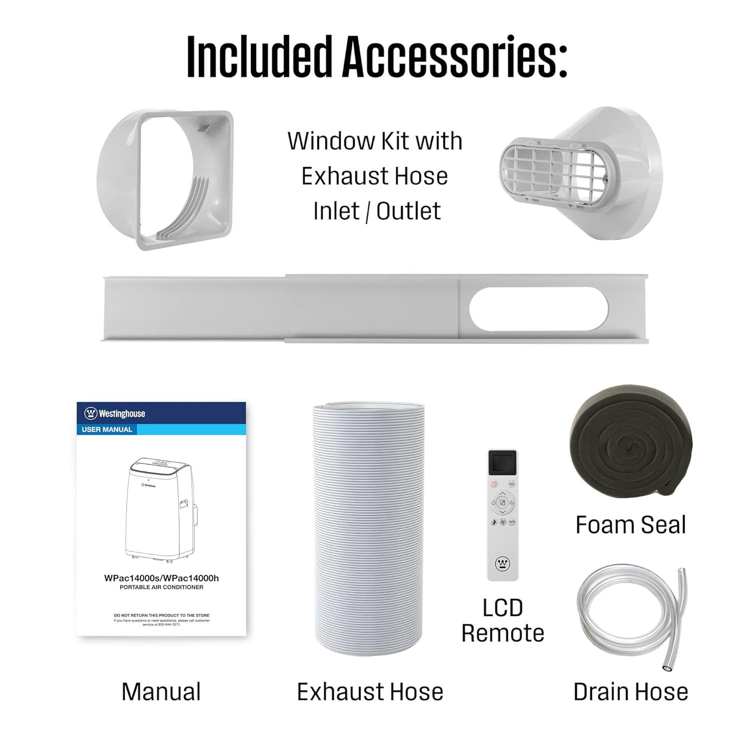 Westinghouse 14,000 BTU Portable Air Conditioner with Dehumidifier with Remote & Smart App, up to 700 Sq Ft