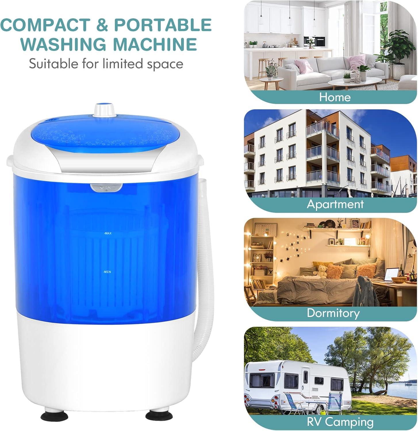 Costway 5.5lbs Portable Mini Compact Washing Machine Electric Laundry Spin Washer Dryer Blue