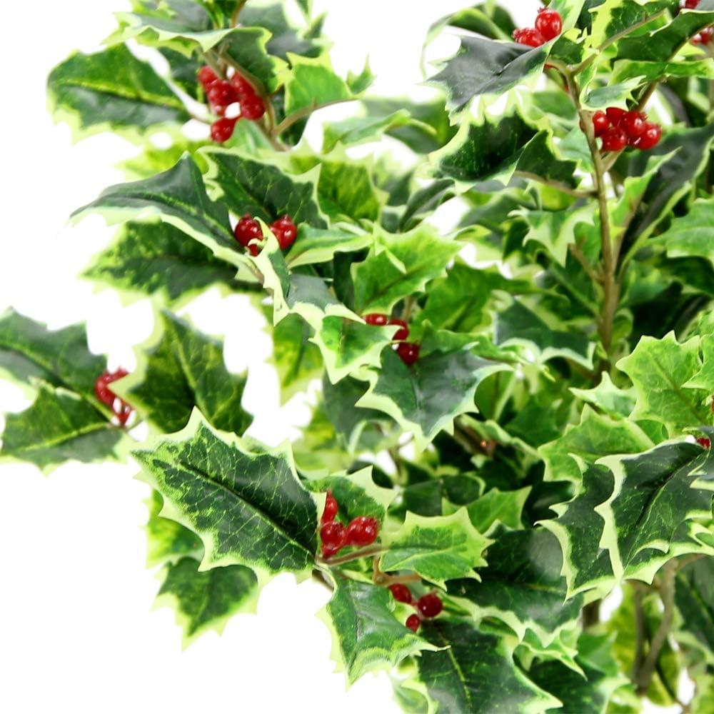 Artificial Holly Leaves Berries Christmas Bush