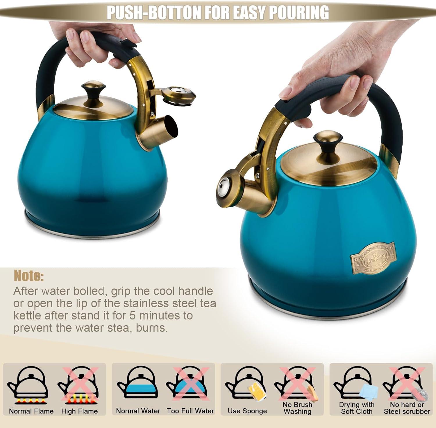 Tea Kettle -3.0 Quart Tea Kettles Stovetop Whistling Teapot Stainless Steel Tea Pots for Stove Top Whistle Tea Pot