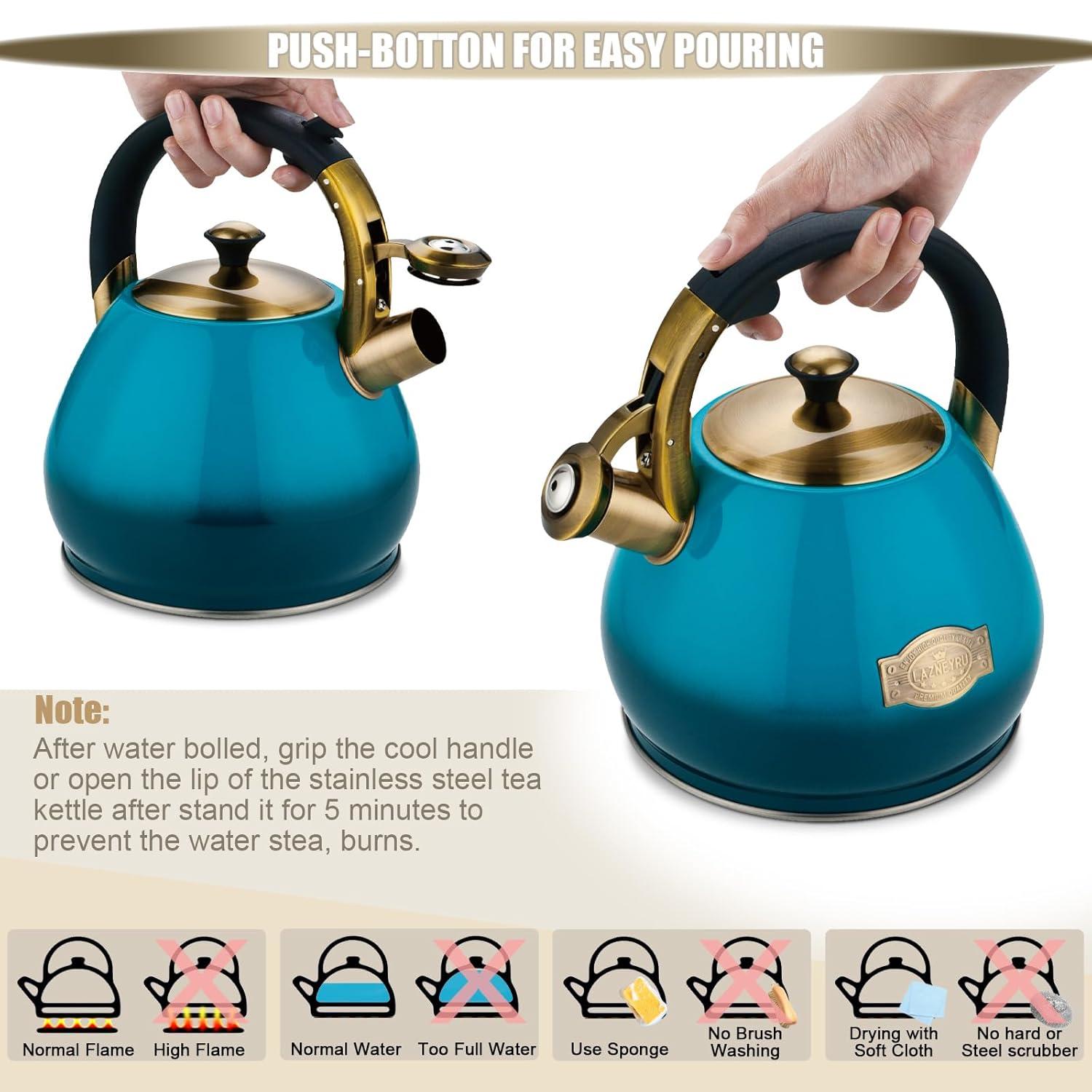 Tea Kettle -3.0 Quart Tea Kettles Stovetop Whistling Teapot Stainless Steel Tea Pots for Stove Top Whistle Tea Pot