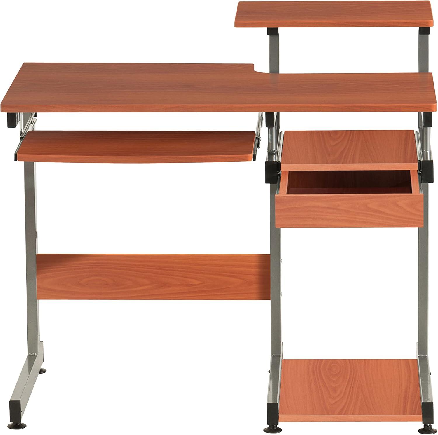 Techni Mobili Complete Computer Workstation Desk, Scratch Resistant Steel Legs, Woodgrain