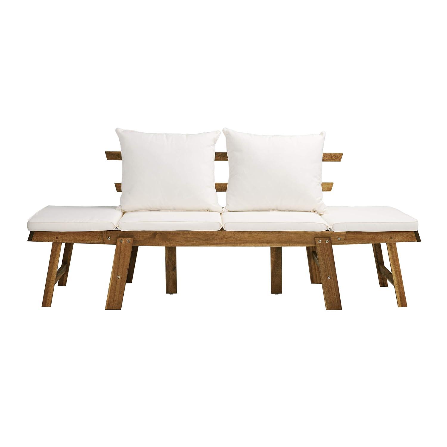 Holly & Martin Dolavon Outdoor Convertible Lounge Chair - Natural with Cream Cushions - SEI