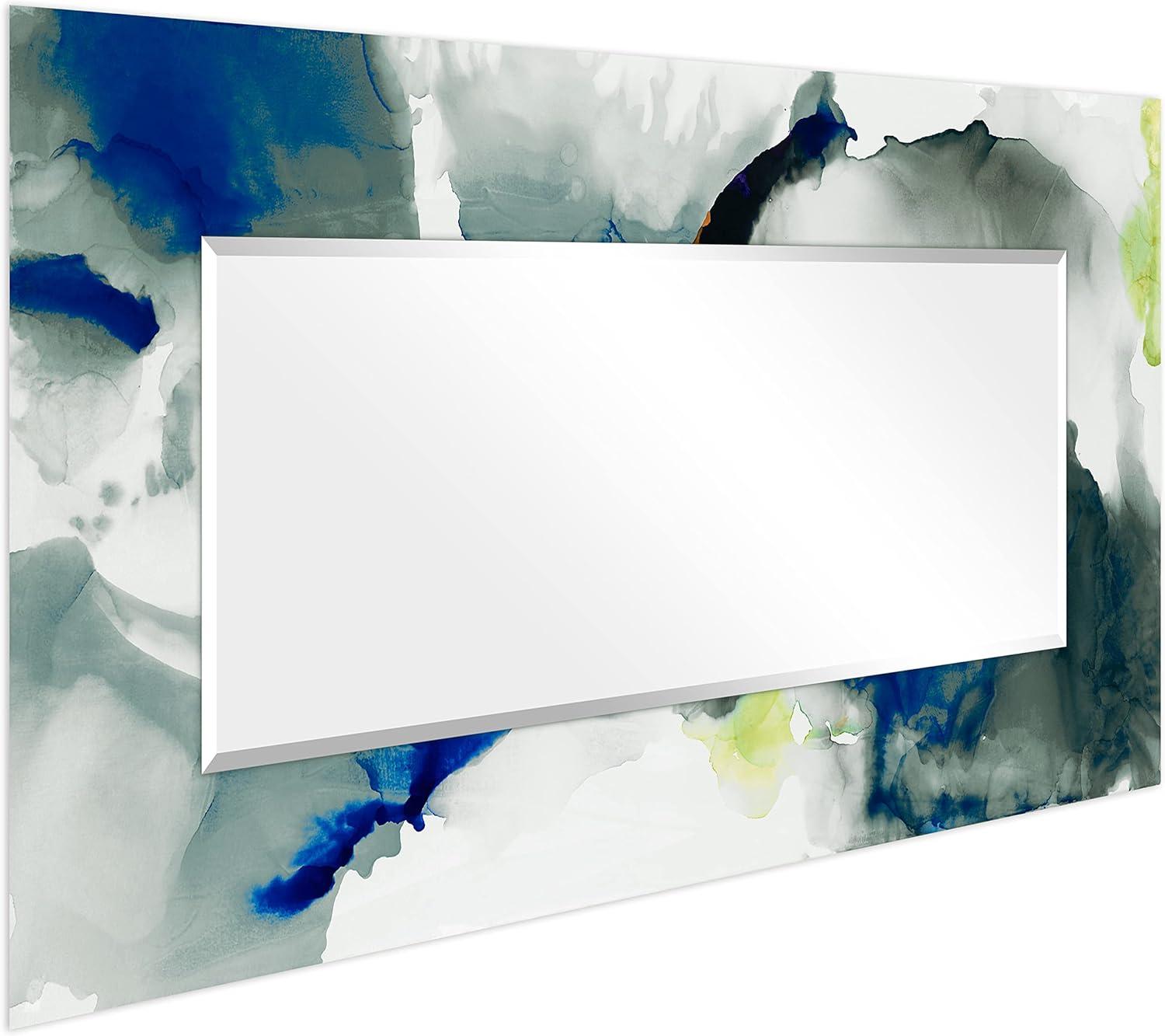 Empire Art Direct Ephemeral Rectangular Beveled Mirror on Free Floating Reverse Printed Tempered Art Glass, 72" x 36" x 0.4", Ready to Hang