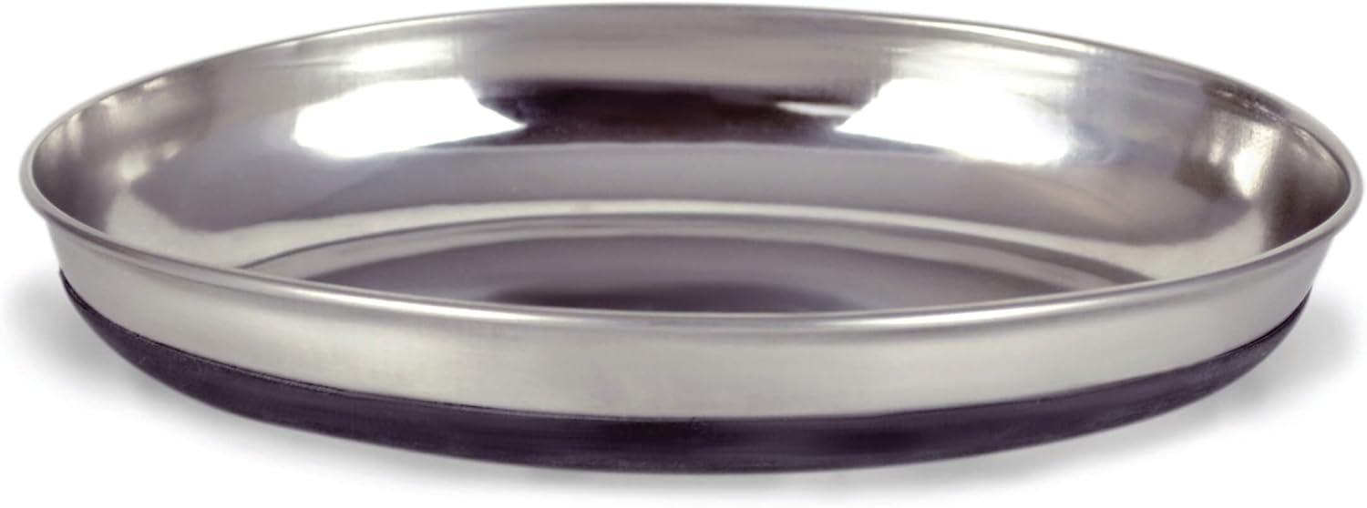 Stainless Steel Oval Cat Dish with Rubber Bottom