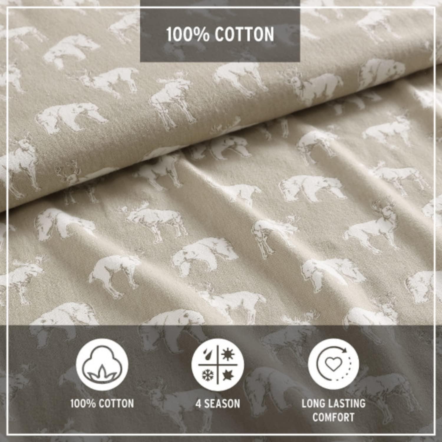 Full Patterned Flannel Sheet Set Tan - Eddie Bauer