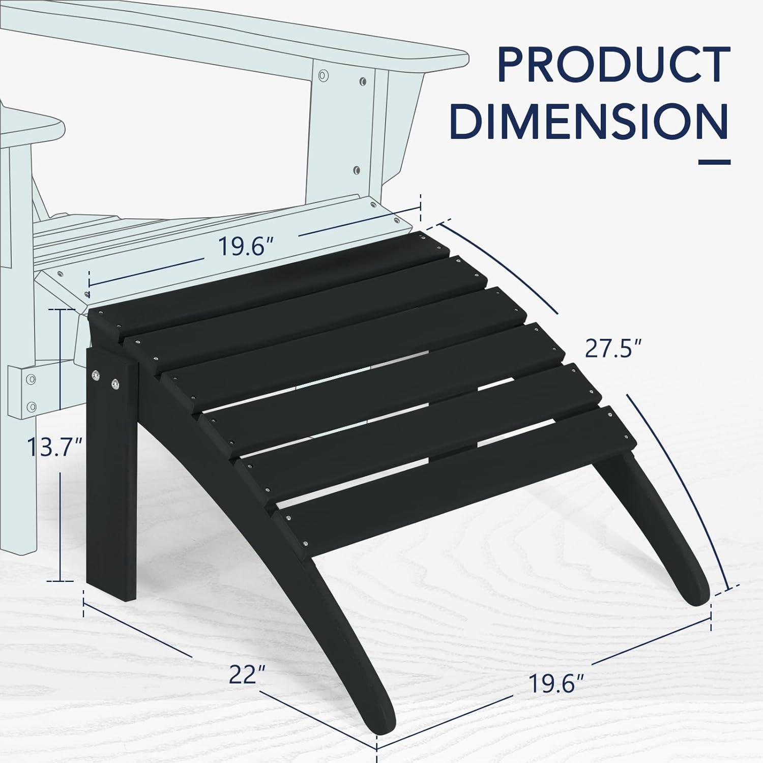 Garden Plastic Outdoor Adirondack Footrest Ottoman, Black