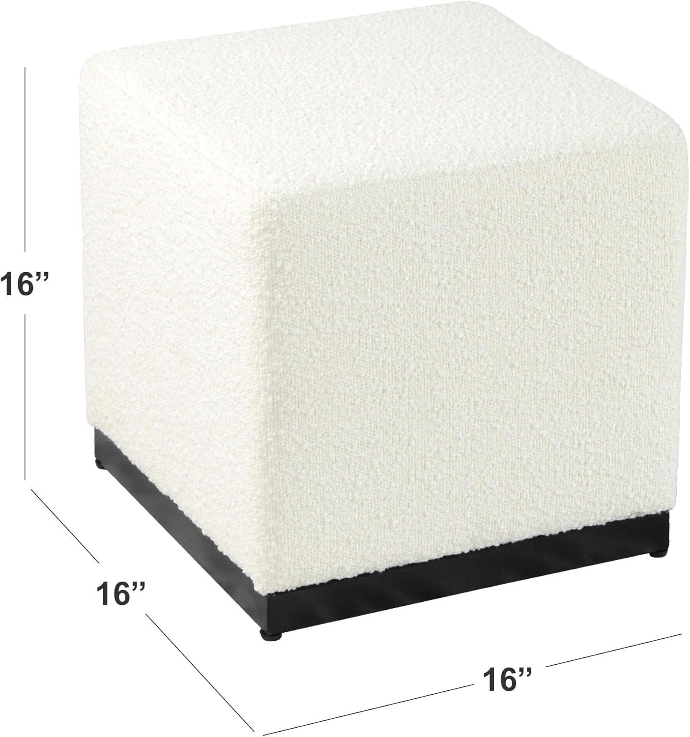 HomePop Cube Ottoman, Cream Boucle