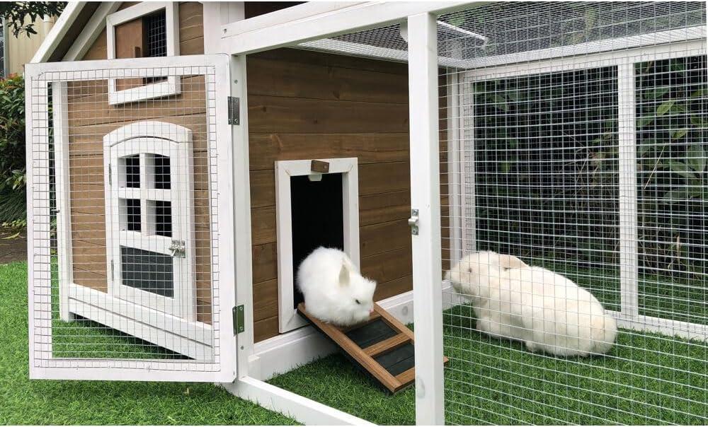 Hanover Outdoor Wooden Bird Cage with 3 Resting Bars, Ladder, Waterproof Roof and Removable Tray, 2.9 Ft. x 2.1 Ft. x 5.8 Ft.