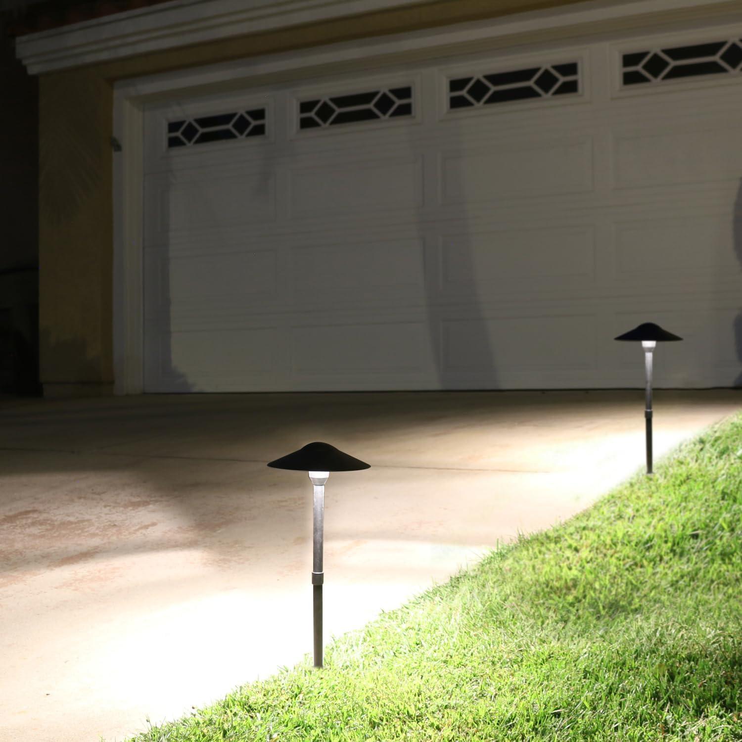 3W Landscape Pathway Lights (2 Pack) - Low Voltage Cast-Aluminum Outdoor Pathway Light and Area Light 3000K 12V Waterproof - G4 LED 3W Bulb Lighting for Yard Garden Pathway (Black)