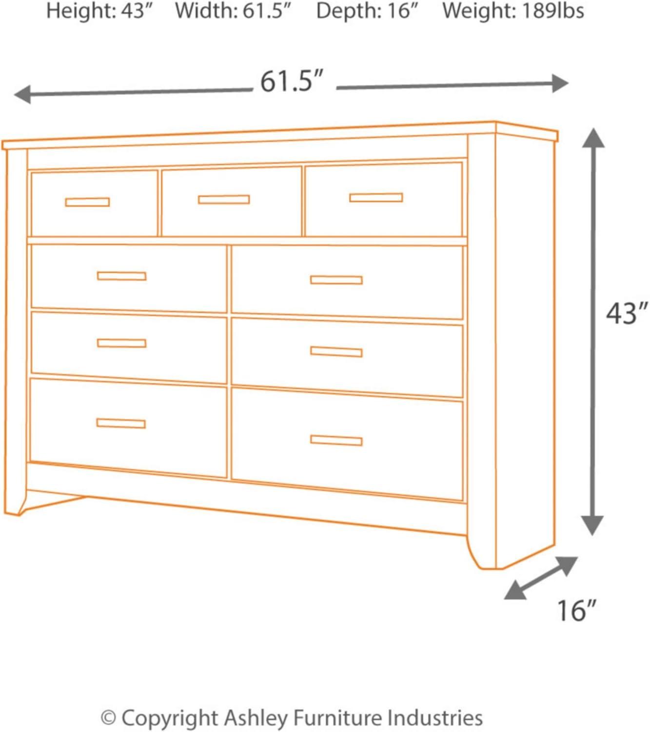 Gray Transitional 7-Drawer Dresser with Mirror