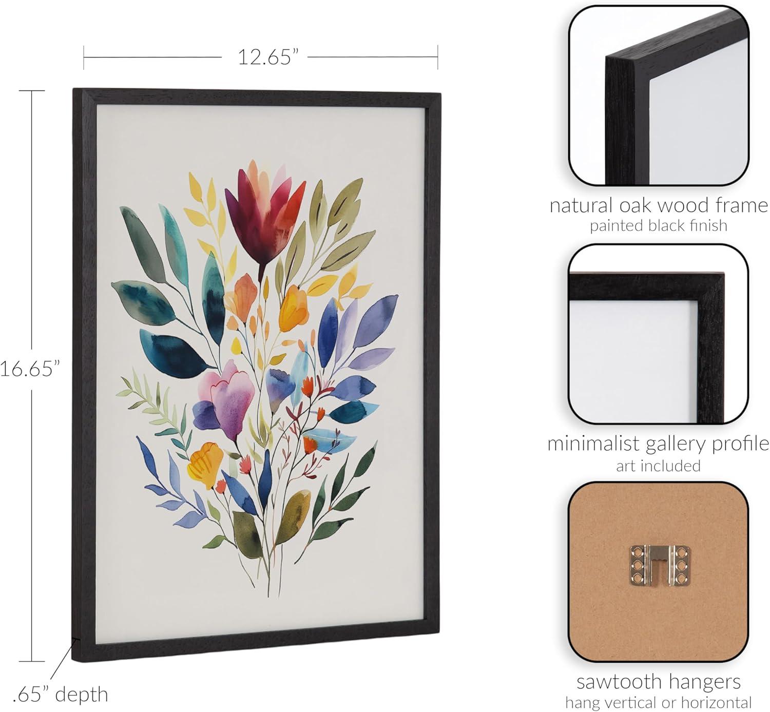 Kate & Laurel All Things Decor 12"x16" Gallery Jewel Tone Botanical Watercolor Bouquet Print by The Creative Bunch Studio Black