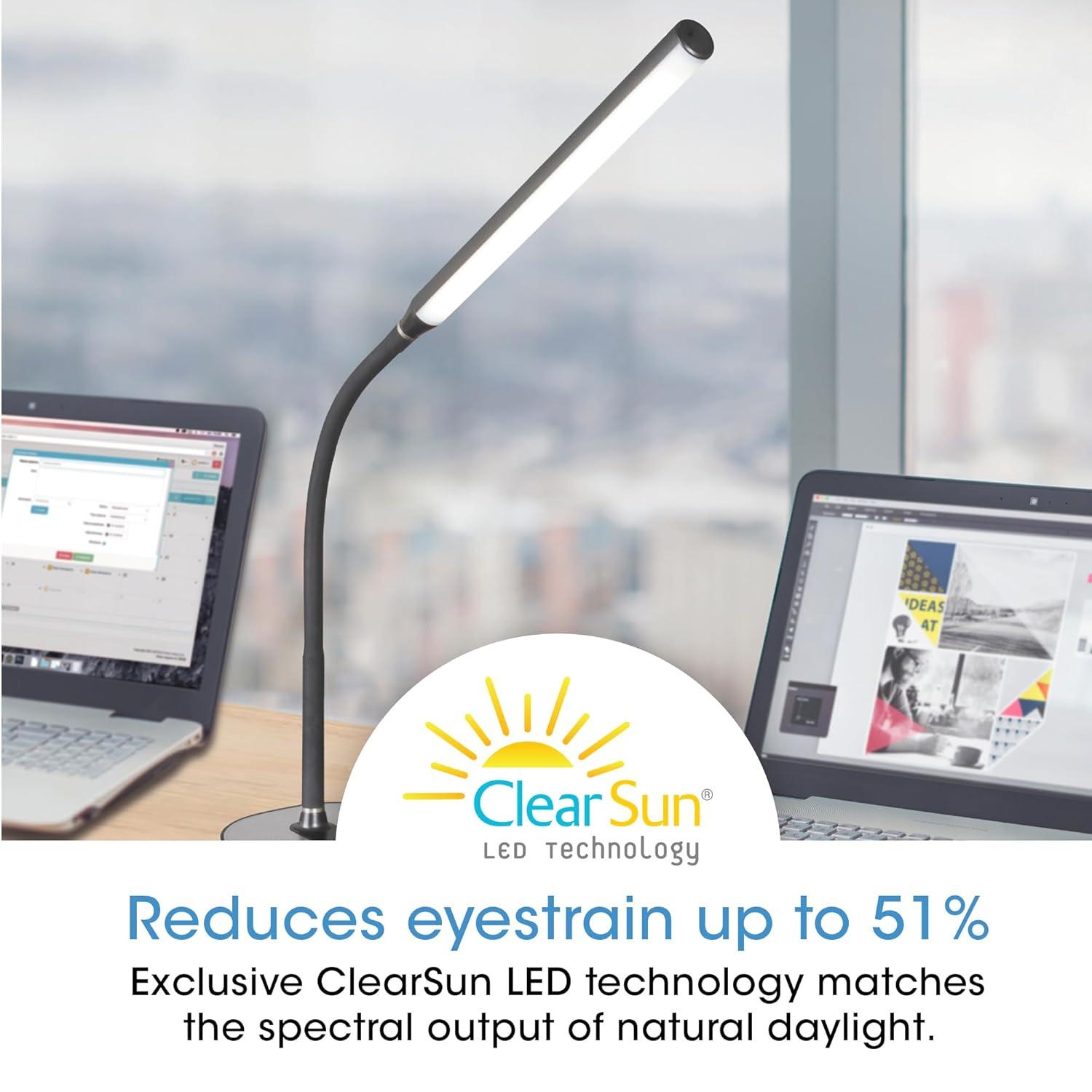 OttLite OttLite Strive LED Desk Lamp with USB, Flexible Neck, 3 Brightness Settings with Touch Controls