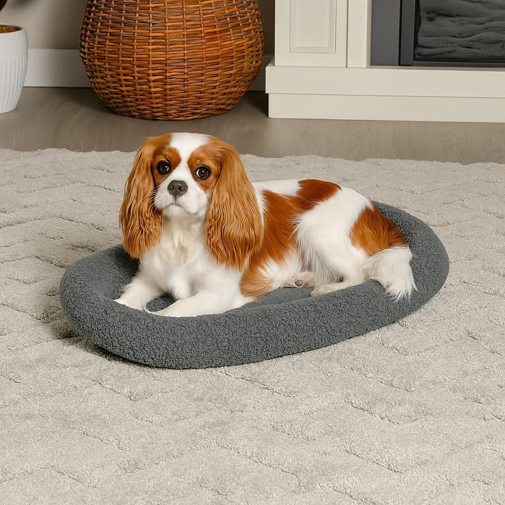 FurHaven Faux Lambswool Crate Bolster Pet Bed
