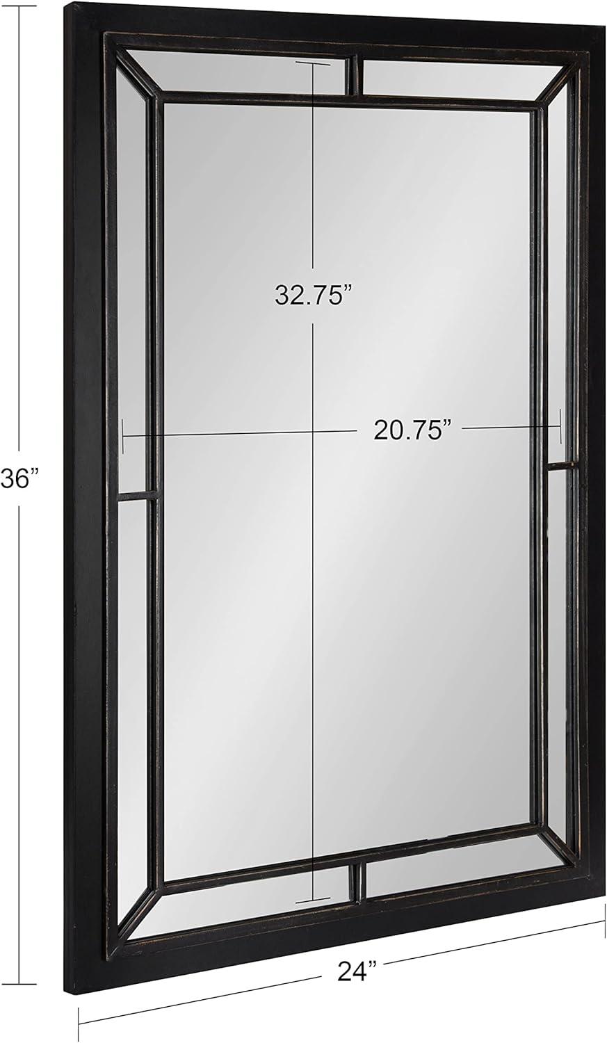 24" x 36" Audubon Rectangle Wall Mirror Black - Kate & Laurel: Modern Farmhouse Style, Iron Detail